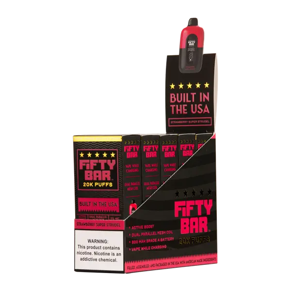BUY 1 GET 1 FREE Strawberry Super Strudel Fifty Bar 20K | Vape Amazon India Beard Vape Co