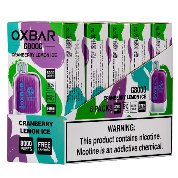 BUY 1 GET 1 FREE Cranberry Lemon Ice Oxbar G8000 | Vape Amazon India Oxbar
