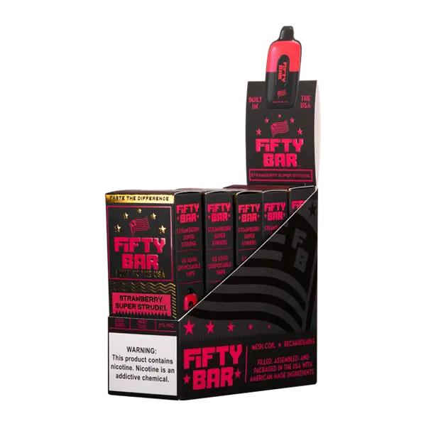 BUY 1 GET 1 FREE Strawberry Super Strudel Fifty Bar | Vape Amazon India Beard Vape Co