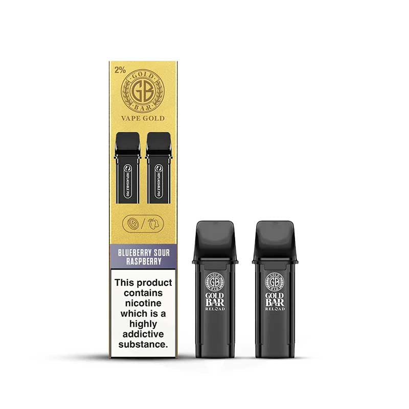 Gold Bar Reload Blueberry Sour Raspberry Prefilled Vape Pods 20mg - 2 x Pods